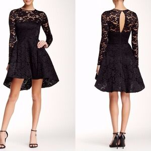 NEW Issue New‎ York Floral Lace Hi-Lo Dress Black [SZ Medium ]